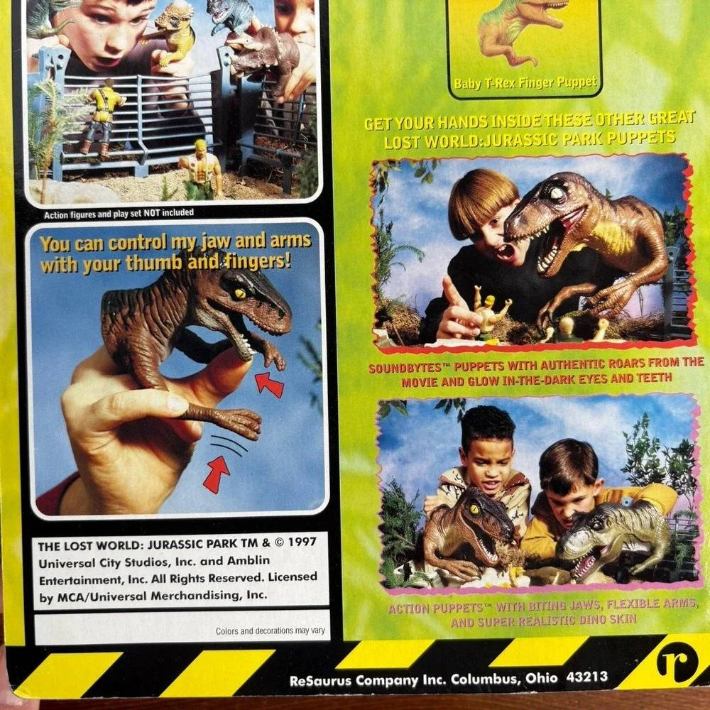 The Lost World Jurassic Park Finger Puppets‎ Action Fingers Sealed 1997
